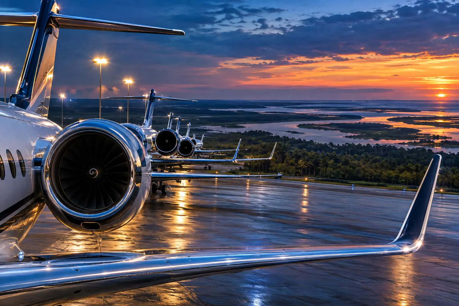 Business jets on the ramp