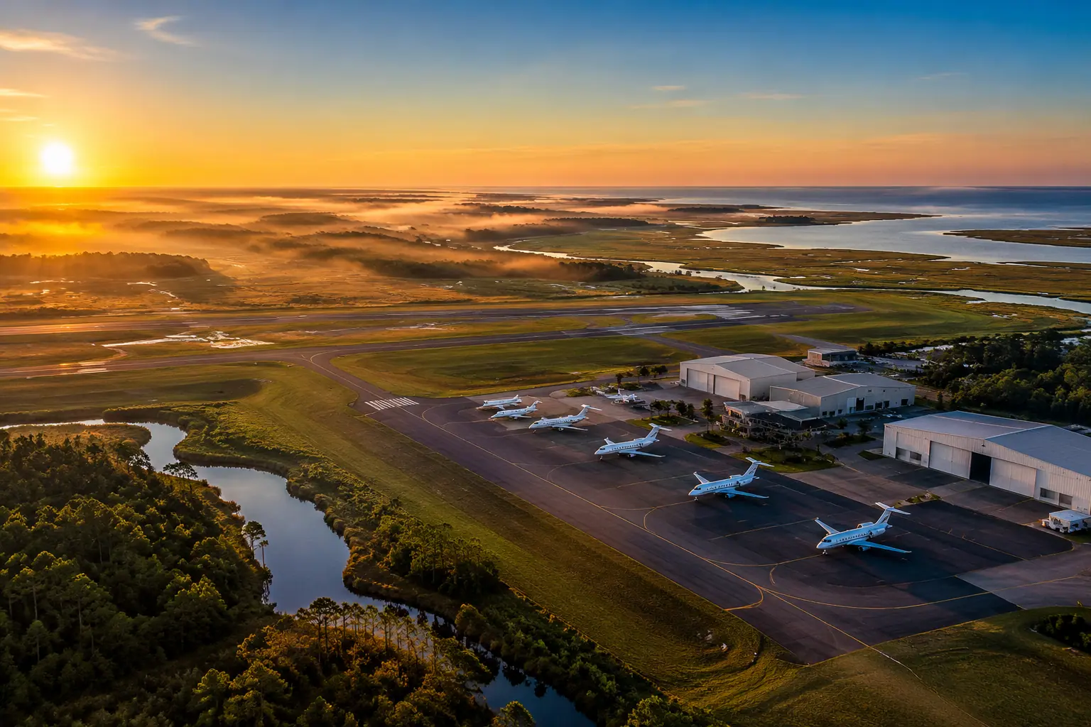 Private jets at Laurence G Hanscom Field